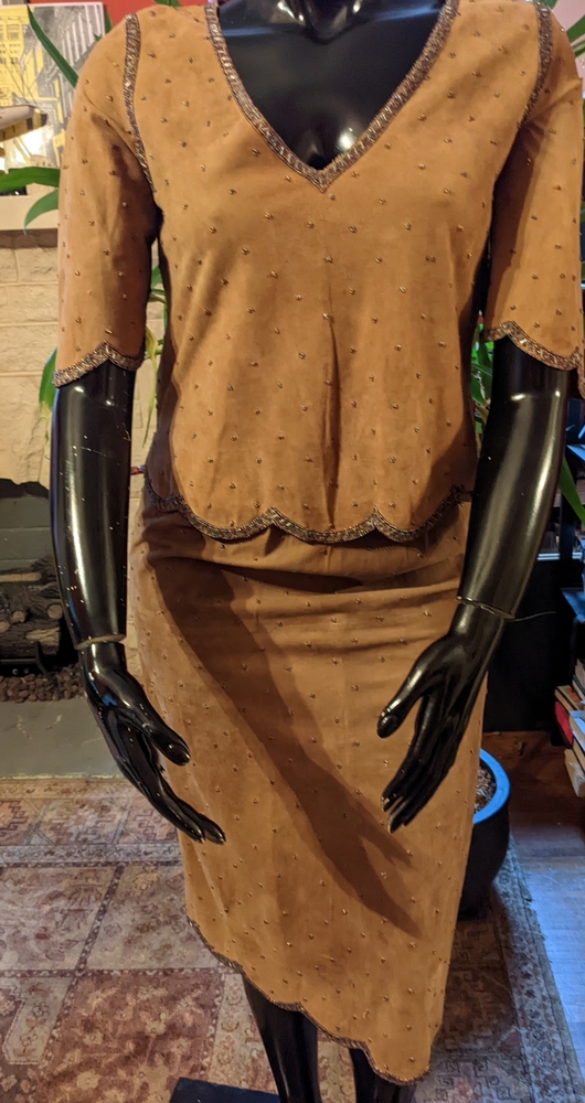 💎rare💎Vintage Judith Ann Creations beaded suede skirt set